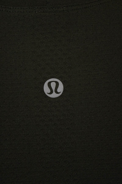 Lululemon Womens Army Green Nylon Crew Neck Basic Long Sleeve T-Shirt Size 2