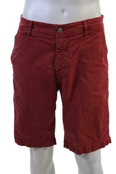 AG Adriano Goldschmied Mens Bermuda Chino Shorts Red Button Fly Size 33