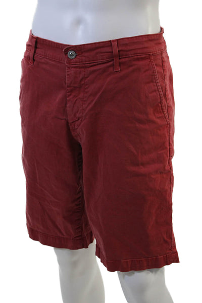 AG Adriano Goldschmied Mens Bermuda Chino Shorts Red Button Fly Size 33