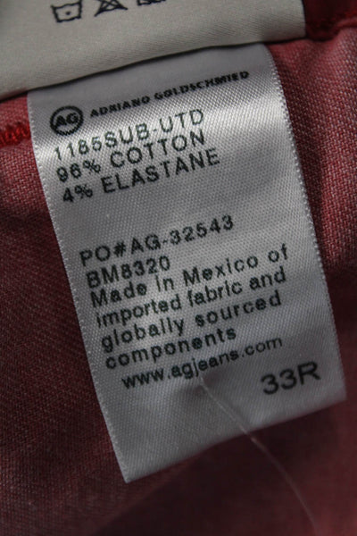 AG Adriano Goldschmied Mens Bermuda Chino Shorts Red Button Fly Size 33