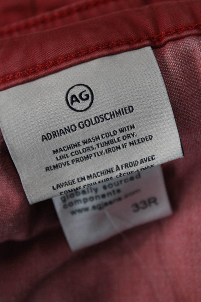 AG Adriano Goldschmied Mens Bermuda Chino Shorts Red Button Fly Size 33