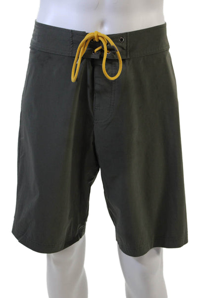 Y/Osemite James Perse Mens Dark Gray Army Drawstring Shorts Size 32
