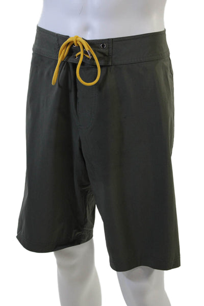 Y/Osemite James Perse Mens Dark Gray Army Drawstring Shorts Size 32