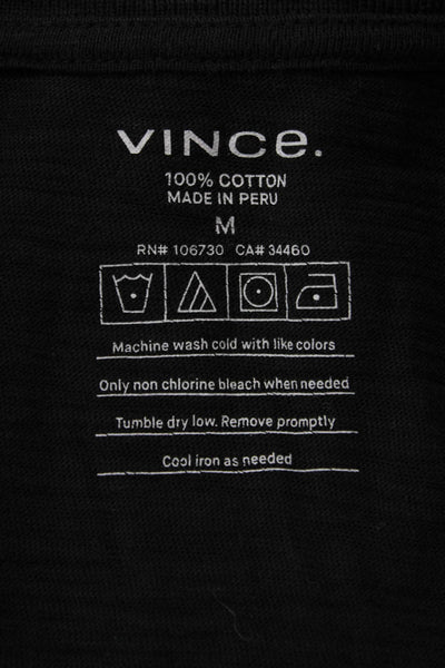Vince Mens Short Sleeves Polo Shirt Black Cotton Size Medium
