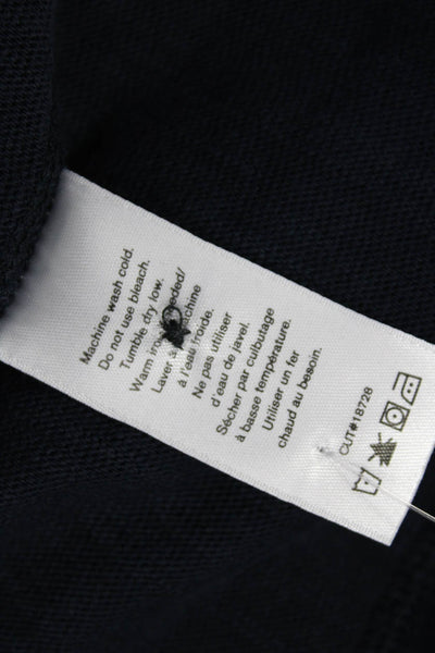 Rag & Bone Mens Short Sleeves Half Button Down Shirt Navy Blue Size Medium