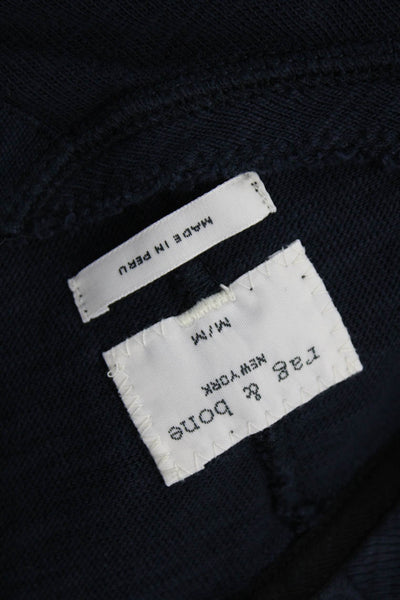 Rag & Bone Mens Short Sleeves Half Button Down Shirt Navy Blue Size Medium