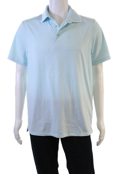 G/Fore Mens Striped Short Sleeves Polo Shirt Sky Blue Size Medium