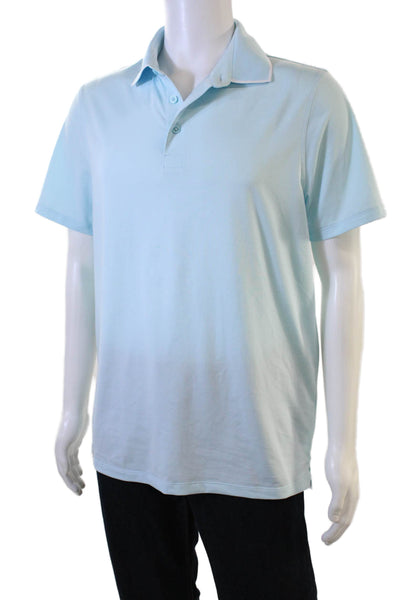 G/Fore Mens Striped Short Sleeves Polo Shirt Sky Blue Size Medium