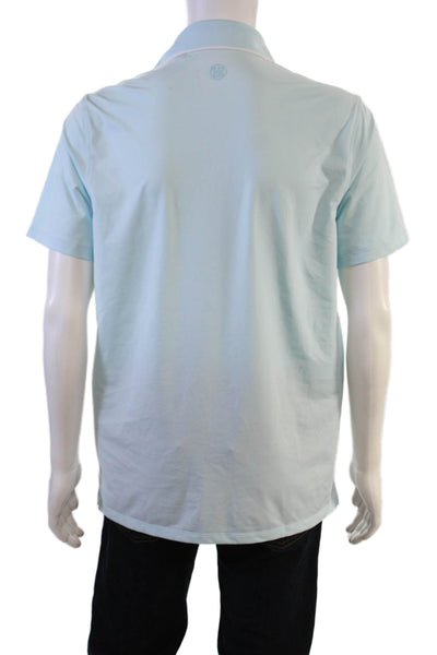 G/Fore Mens Striped Short Sleeves Polo Shirt Sky Blue Size Medium