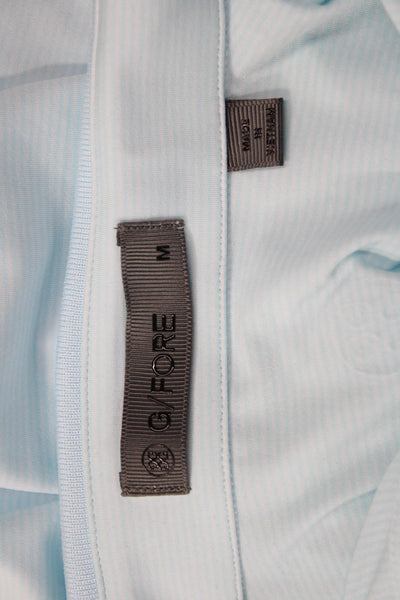 G/Fore Mens Striped Short Sleeves Polo Shirt Sky Blue Size Medium