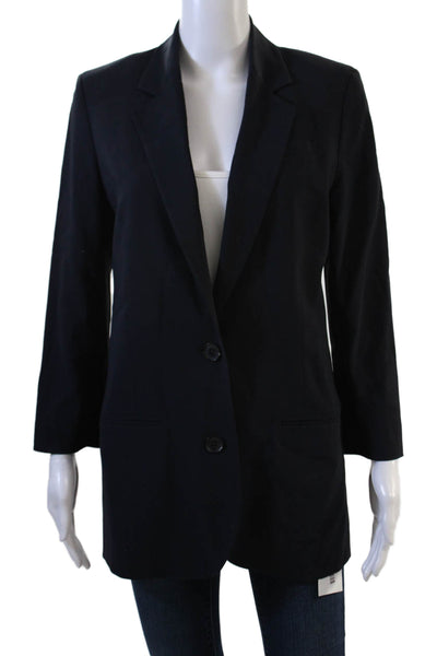 Vince Womens Black Collared Button Wool Blend Blazer Long Sleeve Size 6