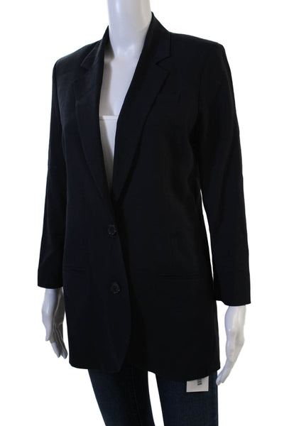 Vince Womens Black Collared Button Wool Blend Blazer Long Sleeve Size 6