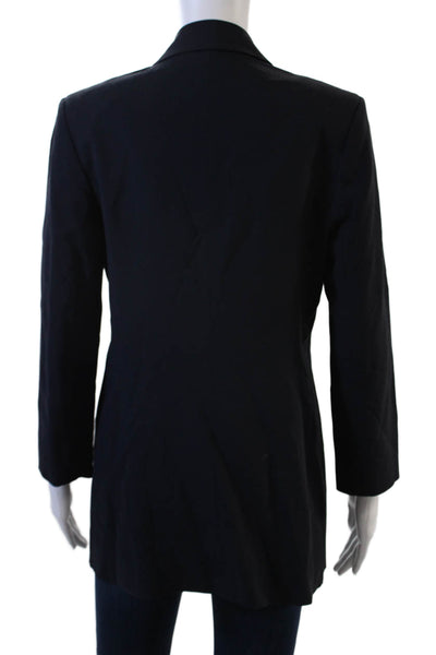 Vince Womens Black Collared Button Wool Blend Blazer Long Sleeve Size 6