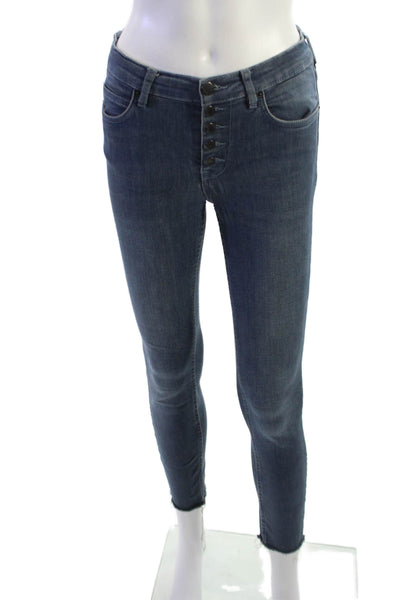 Free People Women Ankle Skinny High Rise Dark Blue Jeans Boho Size 26