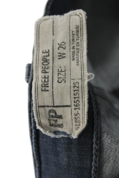 Free People Women Ankle Skinny High Rise Dark Blue Jeans Boho Size 26