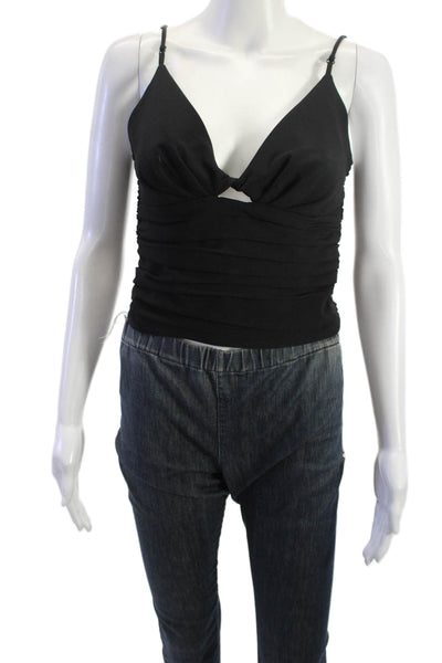 Zara Women Camisole Black V Neck Polyester Elastane Sleeveless Size S
