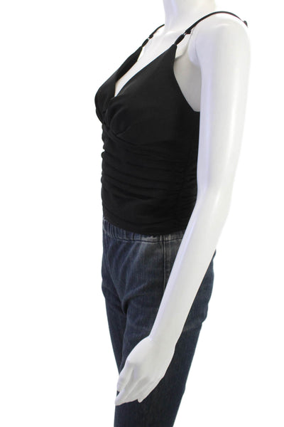 Zara Women Camisole Black V Neck Polyester Elastane Sleeveless Size S