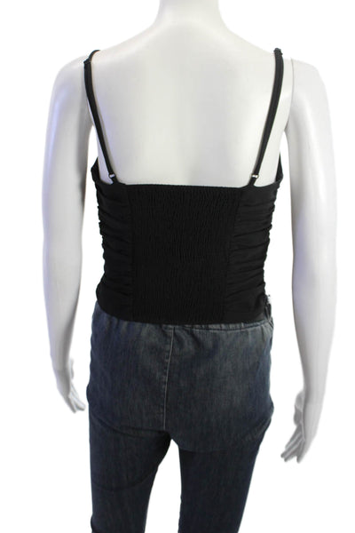 Zara Women Camisole Black V Neck Polyester Elastane Sleeveless Size S