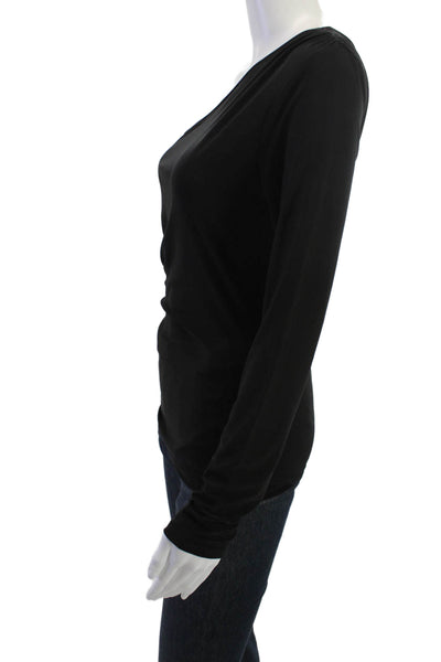 525 Womens Black Long Sleeve Top 95% Polyester 5% Spandex Size S