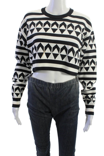 Edun Unisex Aztec Geometric Pullover Sweater Black 100% Nylon Crewneck Size S