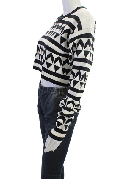 Edun Unisex Aztec Geometric Pullover Sweater Black 100% Nylon Crewneck Size S