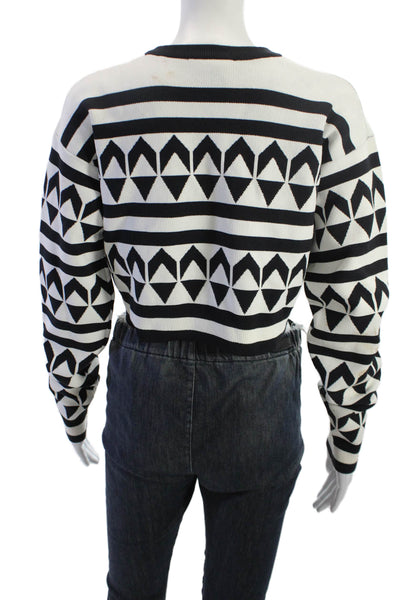 Edun Unisex Aztec Geometric Pullover Sweater Black 100% Nylon Crewneck Size S