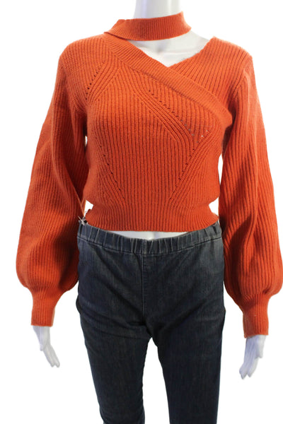 Cider Unisex Orange Mock Neck Long Sleeve Pullover Acrylic Blend 90s Size S