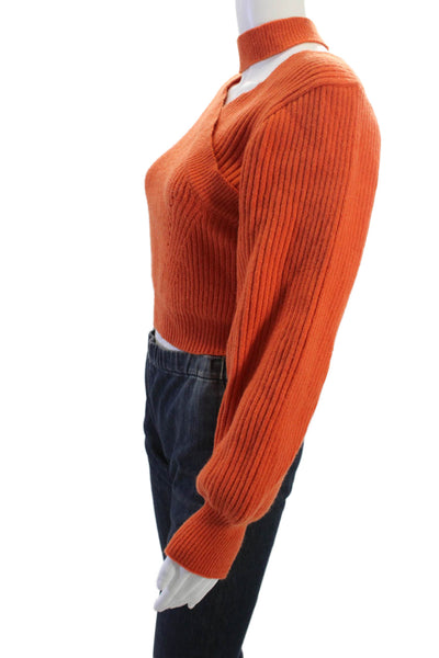 Cider Unisex Orange Mock Neck Long Sleeve Pullover Acrylic Blend 90s Size S