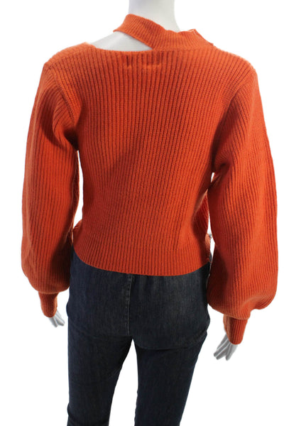 Cider Unisex Orange Mock Neck Long Sleeve Pullover Acrylic Blend 90s Size S