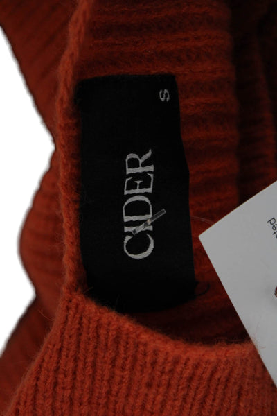 Cider Unisex Orange Mock Neck Long Sleeve Pullover Acrylic Blend 90s Size S