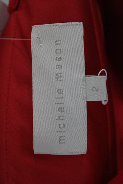 Michelle Mason Women Bodycon Sheath Red V-Neck Sleeveless Midi Dress Size S