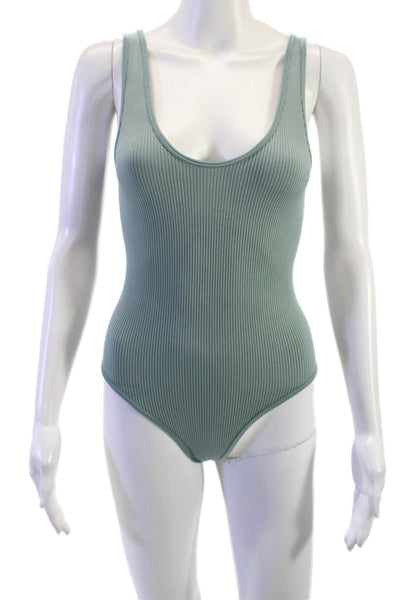 Zara Women Green One Piece Swimsuit Scoop Neck Sleeveless Size S