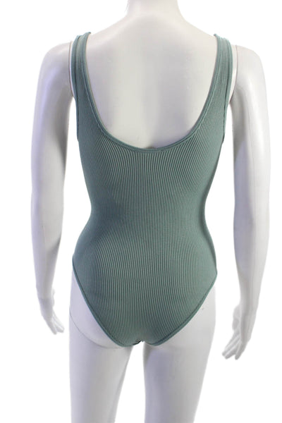 Zara Women Green One Piece Swimsuit Scoop Neck Sleeveless Size S
