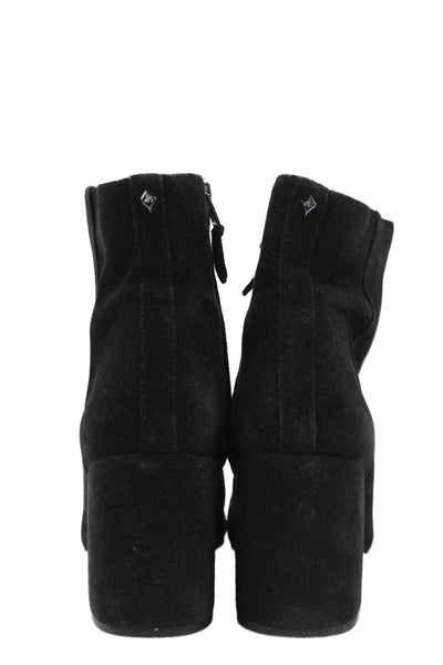 Sam Edelman Womens Rounded Toe Zip Block Booties Black Size 9.5