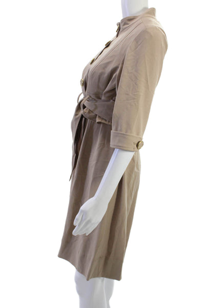 Ellen Tracy Womens Jacket Sheath Dress Beige Button 3/4 Sleeve Size 10P