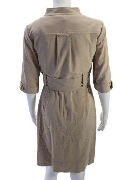 Ellen Tracy Womens Jacket Sheath Dress Beige Button 3/4 Sleeve Size 10P