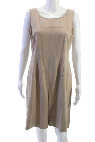 Ellen Tracy Womens Jacket Sheath Dress Beige Button 3/4 Sleeve Size 10P