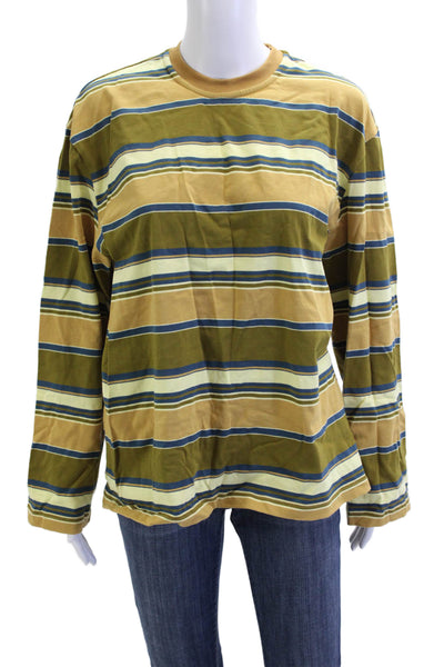 Lovers + Friends Mens Striped Crew Neck Long Sleeve T-Shirt Beige Size XS