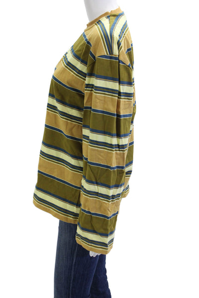 Lovers + Friends Mens Striped Crew Neck Long Sleeve T-Shirt Beige Size XS