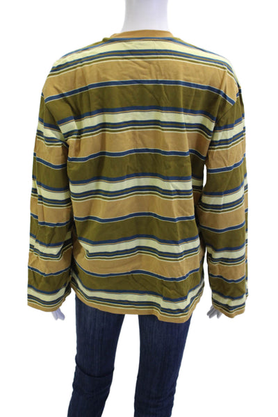 Lovers + Friends Mens Striped Crew Neck Long Sleeve T-Shirt Beige Size XS