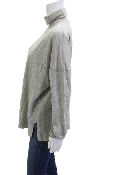 J Crew Women Pullover Sweater Gray Merino Wool Turtleneck Long Sleeve Size L