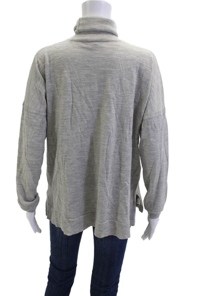 J Crew Women Pullover Sweater Gray Merino Wool Turtleneck Long Sleeve Size L