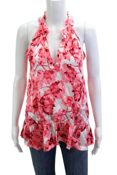 Lola Australia Womens Sleeveless V Neck Floral Silk Tunic Tank Size M