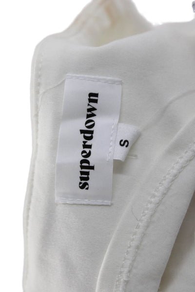 Superdown Women Cropped Button-Up Sleeveless Square Neck Top White Size S