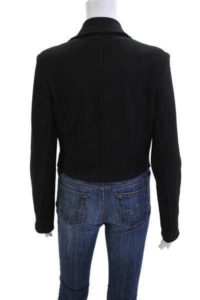 Cache Women Black Collared Button Jacket Longsleeve Acetate Size L
