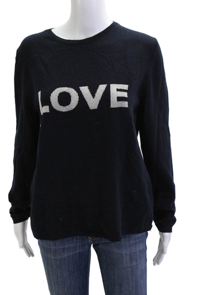 Chinti & Parker Unisex Pullover Dark Blue Cashmere Blend Crew Neck Size L