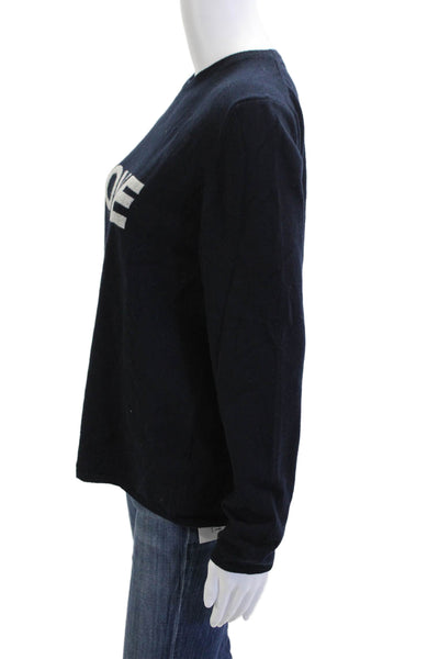 Chinti & Parker Unisex Pullover Dark Blue Cashmere Blend Crew Neck Size L