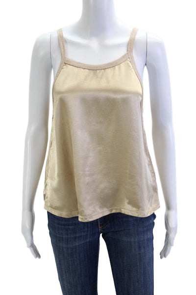 Nation Los Angeles Women Camisole Beige Round Neck Sleeveless Size L
