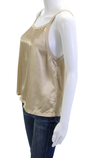 Nation Los Angeles Women Camisole Beige Round Neck Sleeveless Size L