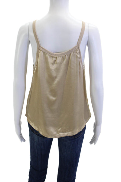 Nation Los Angeles Women Camisole Beige Round Neck Sleeveless Size L